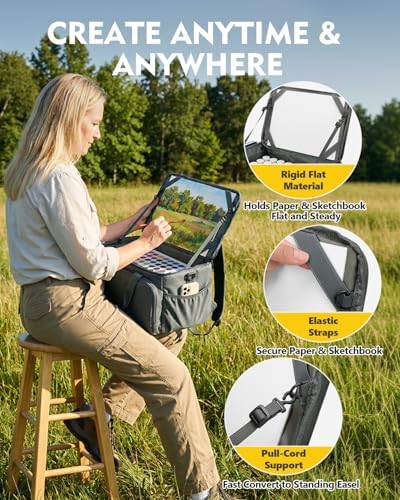 Magicfly Large Art Bag, Waterproof Paint Organizer Bag with Drawing Easel