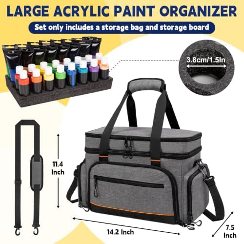 2 Layer Acrylic Paint Storage Bag for 32 Bottle(2 oz) Acrylic Paint