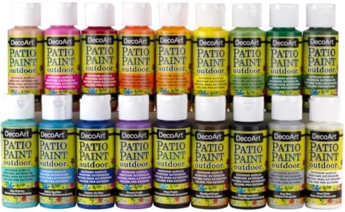 DecoArt ACRYLIC PATIO PAINT FAN FAVORITES SAMPLER SET, Assortment, 2 Fl Oz (Pack of 18)