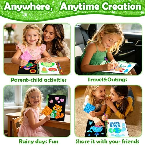 FUNNYB&G Foil Art Craft Kit for Kids, Sparkly Birthday Gift Toy for Kids | No Mess, Kids Ages 4-10 Create Sparkling Artwork, A Creative Gift for Birthdays, Holidays, Travel Activities,Screen-Free Fun