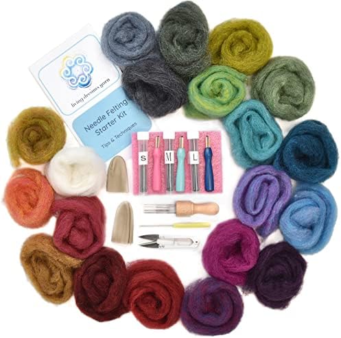 Living Dreams Yarn Needle Felting Premium Starter Kit, Colorful Corriedale