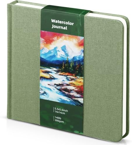 5.5in Watercolor Sketchbook Journal Square Watercolor Notebook Sage Green