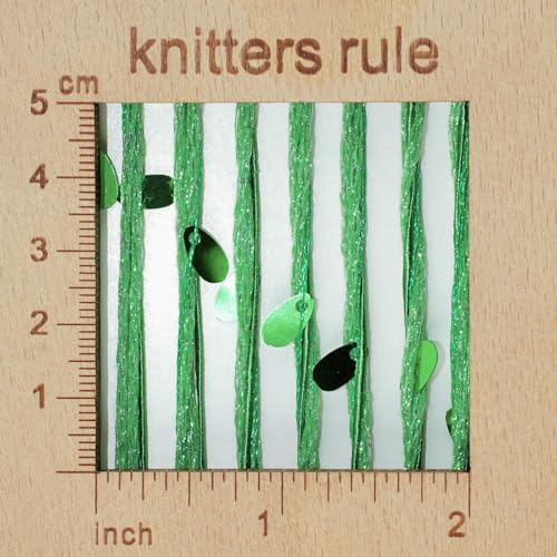 Artisanal Yarn Collection Multifiber Fancy Yarn for Knitting Crocheting Crafts DIY, Set of 3 Rolls (Grass Green Teardrop Sequins)