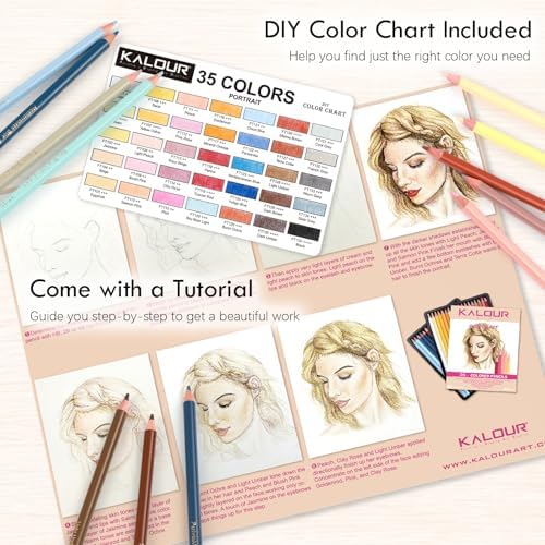 KALOUR PDAS 36 Skin Tones Colored Pencils Portrait Set Oil Based Pre-sharpened Drawing Pencils for Beginner Adult Artist Coloring Book Drawing Sketching Art Project, With Light Fast Ratings