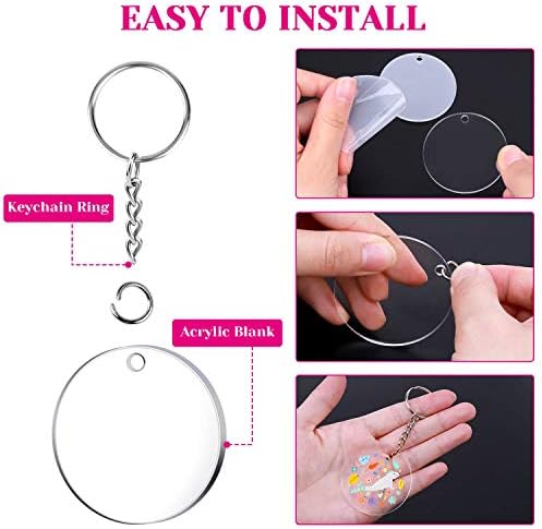 Audab Acrylic Keychain Blanks - 108 Clear Keychain Pieces for Vinyl Kit Including Acrylic Blanks, Rings for DIY Keychains, Crafting & Vinyl Projects
