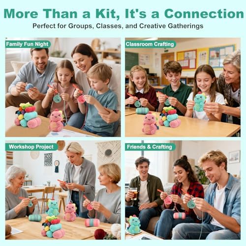 Faircosy Dinosaur Crochet Kit for Beginners: 2PCS Crochet Animal Kits for Adults - Learn to Crocheting Cute Amigurumi Starter Kit with Written Pattern & Video Tutorials (40%+ Yarn Extra)