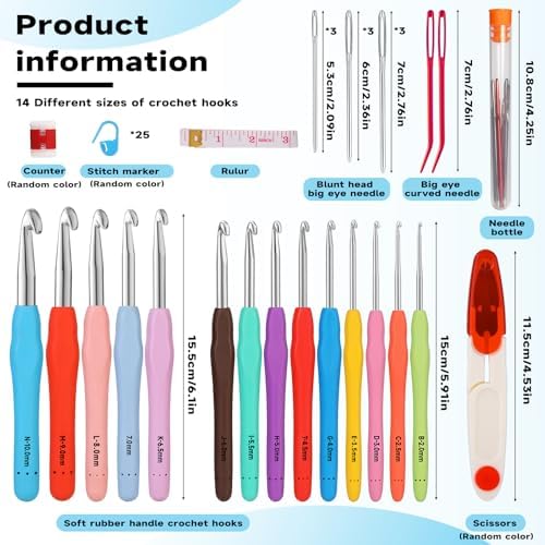 Mayboos 14 Sizes Crochet Hook Set, Large Crochet Hooks Yarn Needle Kits