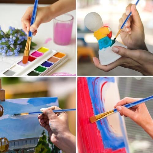 20 Pcs Paint Brushes Painting Brush for Acrylic Oil Watercolor Flat and Round Paint Brush Set for Washable Paint Artist Paint Small Brushes Bulk Toddler Paint Brushes Hog Bristle Art Brushes Pack