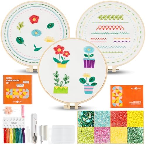 HTVRONT Sparkling Bead Embroidery Set, 3 Packs, for Senior Beginners