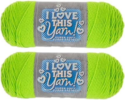 Hobby Lobby I Love This Yarn, 100% Acrylic, 788 Limelight, Set of 2