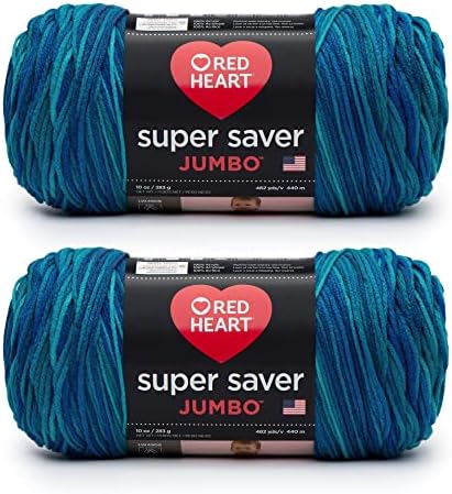 Red Heart Super Saver Jumbo Yarn for Crocheting, Macaw, 2-Pack