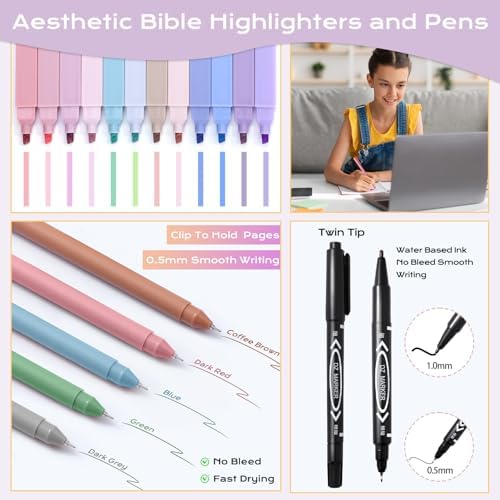 XKDOUS Bible Study Supplies Journaling Kit, Bible Highlighters, Morandi