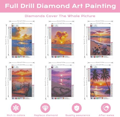 DOTSOPS 6 Pack Beach Diamond Painting Kits for Adults Art Painting Kits