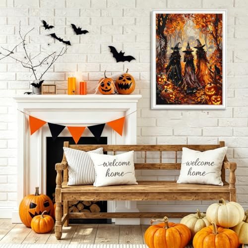 bleihum Halloween Paint by Numbers Kit for Adults Witch 16x20inch