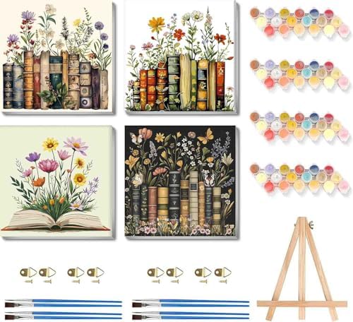 DYAIANGMU 4 Pack Paint by Numbers Kit for Adults Beginners 9.8X9.8 inch