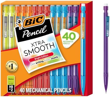 BIC Xtra Smooth Bright Edition Mechanical Pencils, 0.7 mm Medium Point, Bulk School Supplies for Students and Teachers, 40-Count Pack