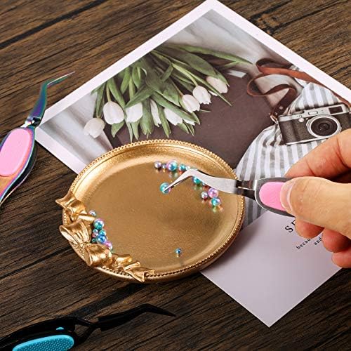Mudder 3 Pcs Reverse Tweezers for Crafts Self Locking Curved,Curved Tip