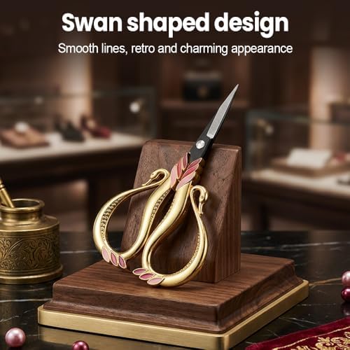 Swan Embroidery Scissors, Stainless Steel Craft Scissors Lightweight Vintage Scissor for Needlework, Sewing Thread Cutting