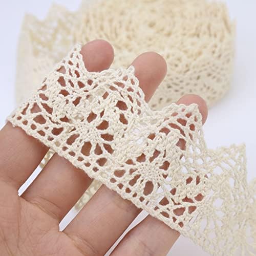 Beige Lace Ribbon 10 Yards Crochet Lace Trim Cotton Sewing for Crafts, Gift Package Wrapping, Bridal Wedding Decoration, Scrapbooking Supplies