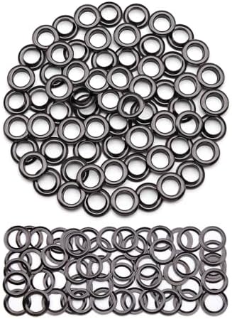 SEMINI 100 Sets 10mm Gunmetal Grommet Eyelet Kit for Fabric Leather Crafts