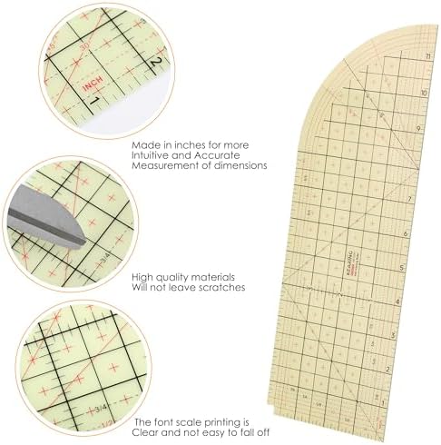 Curved Hot Ruler for Sewing, 12X4 Inch Hot Hem Ruler for Sewing Seam Guide Ruler Sewing Ruler and Guides for Fabric Hemming Tools Press with Dry or Steam