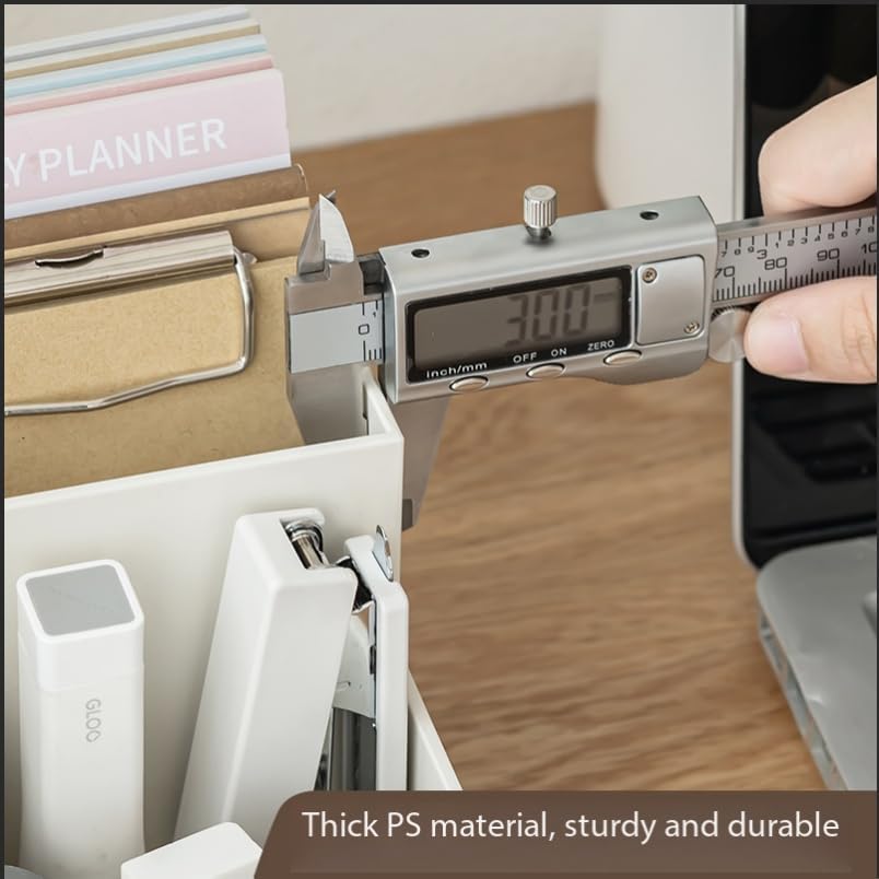Jekelife Desktop Storage Organizer,3 Compartment Multi-Grid Desk Container,Open Wide Opening Hard Thickened Pen Holder for Office Stationery,Home Small Item, School Supplies Organization White
