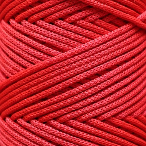 Makromecity 2 Skeins Polyester Macrame Cord 3mm x 131 Yards (394 Feet) Red Polypropylene Cord for Crochet, Crafts, Wall Hangings, Bags, Underplate, Rug