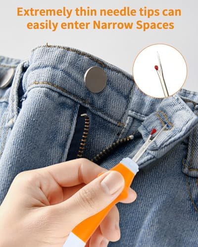 Needle and Thread Seam Ripper, Rippers for Sewing and Thread (Orange)
