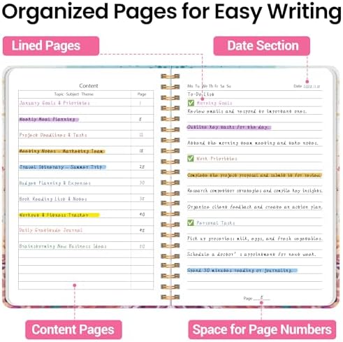 Lined Spiral Journal Notebook, A5 College Ruled Notebook for Note-Taking