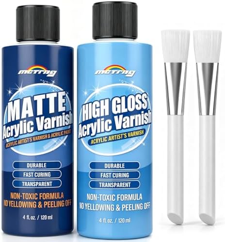 Clear Acrylic Paint Sealer, Gloss & Matte Varnish for Art Crafts, Painting | 2 Pack, Non-Yellow Clear Coat for Clay, Wood, Glass, Metal, Plastic, Protect & Boost Gloss on Canvas, Rock Painting, Model