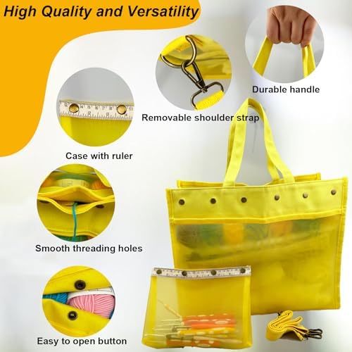 Mdoker Knitting Bag Large Yarn Storage Organizer,Yarn Bags for Crocheting,Crochet Storage Bags for Crochet Hooks,Knitting Needles,Knit Bags Ideal Knitting & Crochet Gift(Yellow)