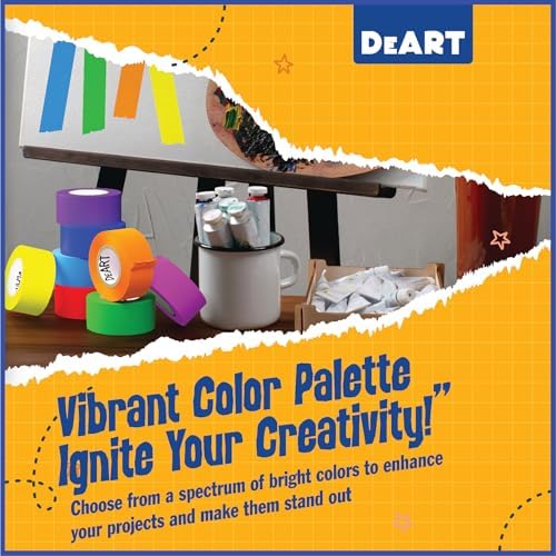 DEART 8X Colored Masking Tape, 33 Ft x 1 inch Colored Painters Tape for Arts & Crafts Labeling or Coding, Craft Supplies Color Tape Rolls, Colorful Masking Craft Tape, Lab Tape (Pack of 3)