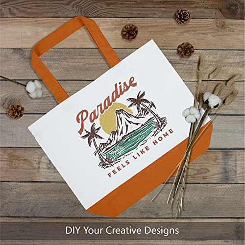 TOPDesign 1-Pack Super Strong Large 12oz Cotton Canvas Tote Bag, Reusable Grocery Shopping Cloth Bag, Fashionable Two-Tone Tote for Crafts, DIY Your Creative Designs