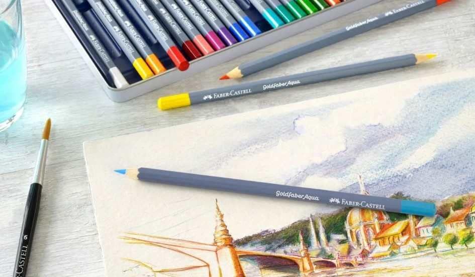 Faber-Castell Goldfaber Aqua Watercolor Pencils Gift Set - 36 Count, 12 Pastel and 24 Standard Colors, Water Coloring Pencils for Adults