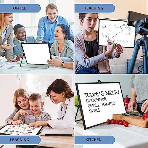 White Board with Stand, Small Dry Erase Board, 16"x12" Magnetic Whiteboard