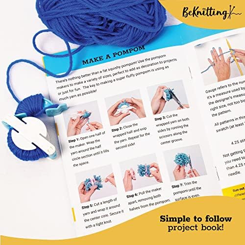 BeKnitting Knitting Kit for Beginners Adults & Kids - Learn to Knit - Yarn, Pompom Makers, Needles & Other Supplies | Holiday Gifts, Gift-Ready Box