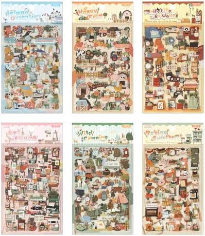 Life's Little Scenes Series Sticker Scrapbooking Supplies for Junk Journal, 24 Sheets PET Stickers - Vintage Journaling Stickers