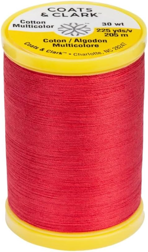 Coats & Clark Cotton All Purpose Sewing Thread 100% Mercerized Cotton 225 Yards Each Spool S970 2 Pack Bundle with 3 Bella's Crafts Needle Threaders (Atom Red)