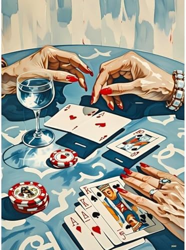 Blue Retro Poker Diamond Art Kits for Adults Diamond Painting Kits