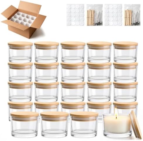 24-Pack 4oz Glass Candle Jars for Making Candles Bulk -Clear