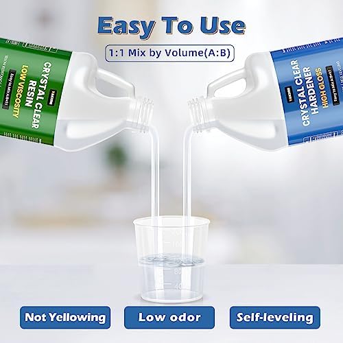 TAKIMO 1 Gallon Crystal Clear Epoxy Resin Kit, Bubble Free Self-Leveling Resin for Art, Crafts, Coating & DIY Projects, High Gloss 1:1 Epoxy Resin for Beginners & Pros