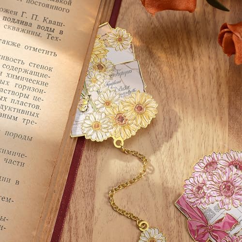 4 Pieces Metal Bookmark, Hollow Flower Book Mark for Book Lovers, Vintage Bookmarks for Reading Women, Men, Teacher, Students
