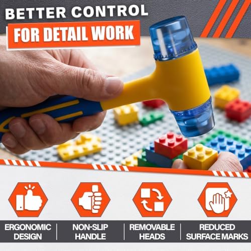 Small Plastic Mallet Hammer 4.9 Oz, Dual 1",25mm Heads, 9.6 Inch Long