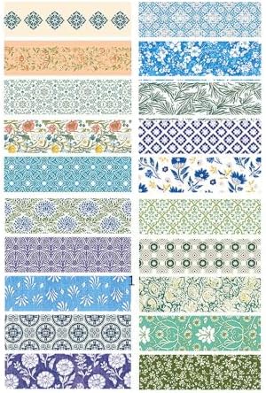 Autumn Botanical Washi Tape Set - 20 Rolls Fall Leaves Adhesive Tapes Arabesques Arts Decorative Masking Tape Sets for Craft, Kids, Scrapbook, DIY, Gift Wrapping (Green Autumn)
