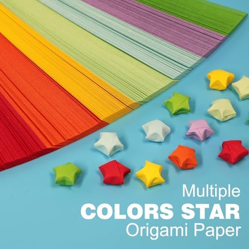 FoDau770 Solid Color Star Paper Strips - 1080 Sheet, 7 Colors