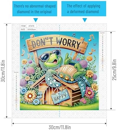 AiYuanzsh Diamond Art Painting Kits for Adults, 5D Special Shape Diamond Art Kits for Beginners, Crystal Rhinestones Diamond Art Painting for Home Wall Decoration Gift 12×12 inch, Sea Turtle