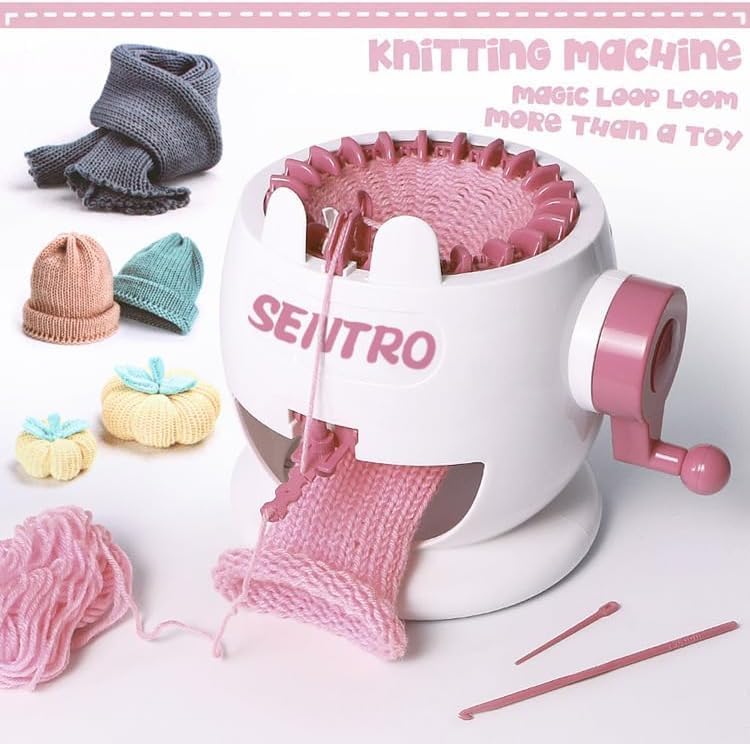 SENTRO 22 Needles Knitting Machine with Electric Adapter, Knitting Board Rotating Double Loom with Crank Handle Adapter Hex Steel Bit for Automatic Knit