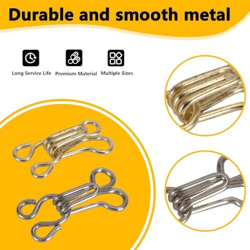 72 Pairs Hook and Eye Sewing Kit – Silver and Gold Bra Hooks Replacement in Multiple Sizes, Ideal for DIY Clothing Repairs, Underwear Alteration, and Home Sewing, with Storage Box