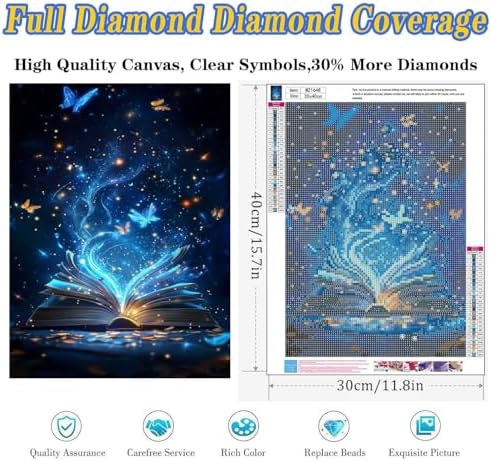 Book Diamond Art Kits for Adults, Butterfly Diamond Painting Kits 12x16inch