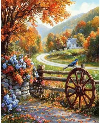 Autumn Scenery Paint by Numbers for Adults - Landscape Paint by Number